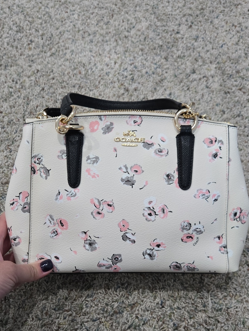 Coach Floral Mini Satchel in Cream, Pink and Black